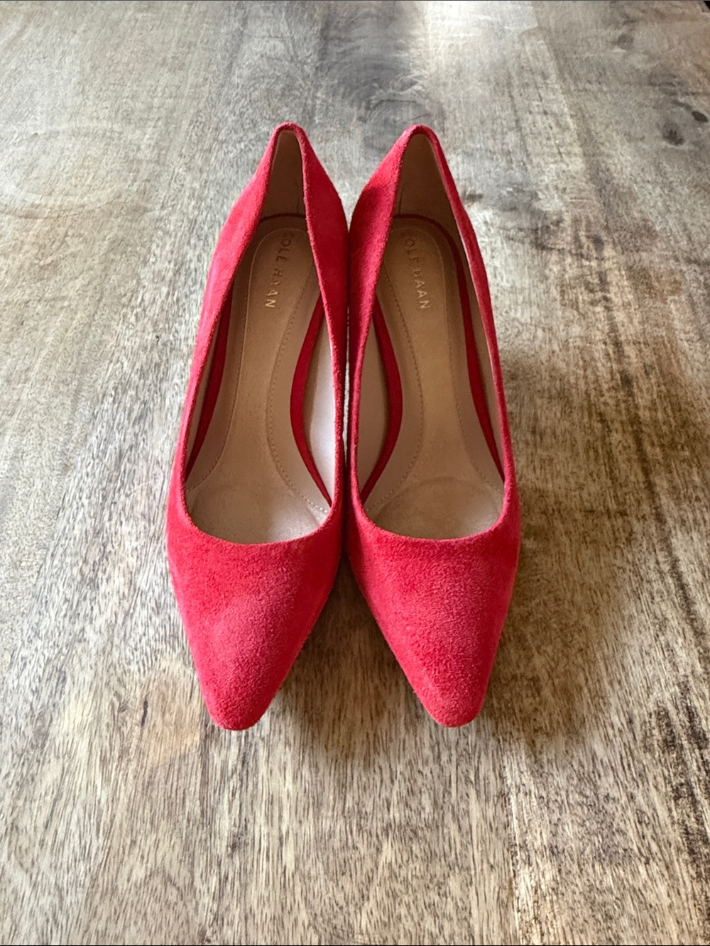 Cole Haan Red Suede Pointed Pump Heels